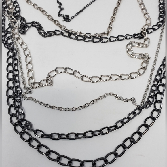 JENNY BIRD MULTI-STRAND CHAIN NECKLACE SILVER GUNMETAL FASHION JEWELRY WOMEN - Picture 14 of 16